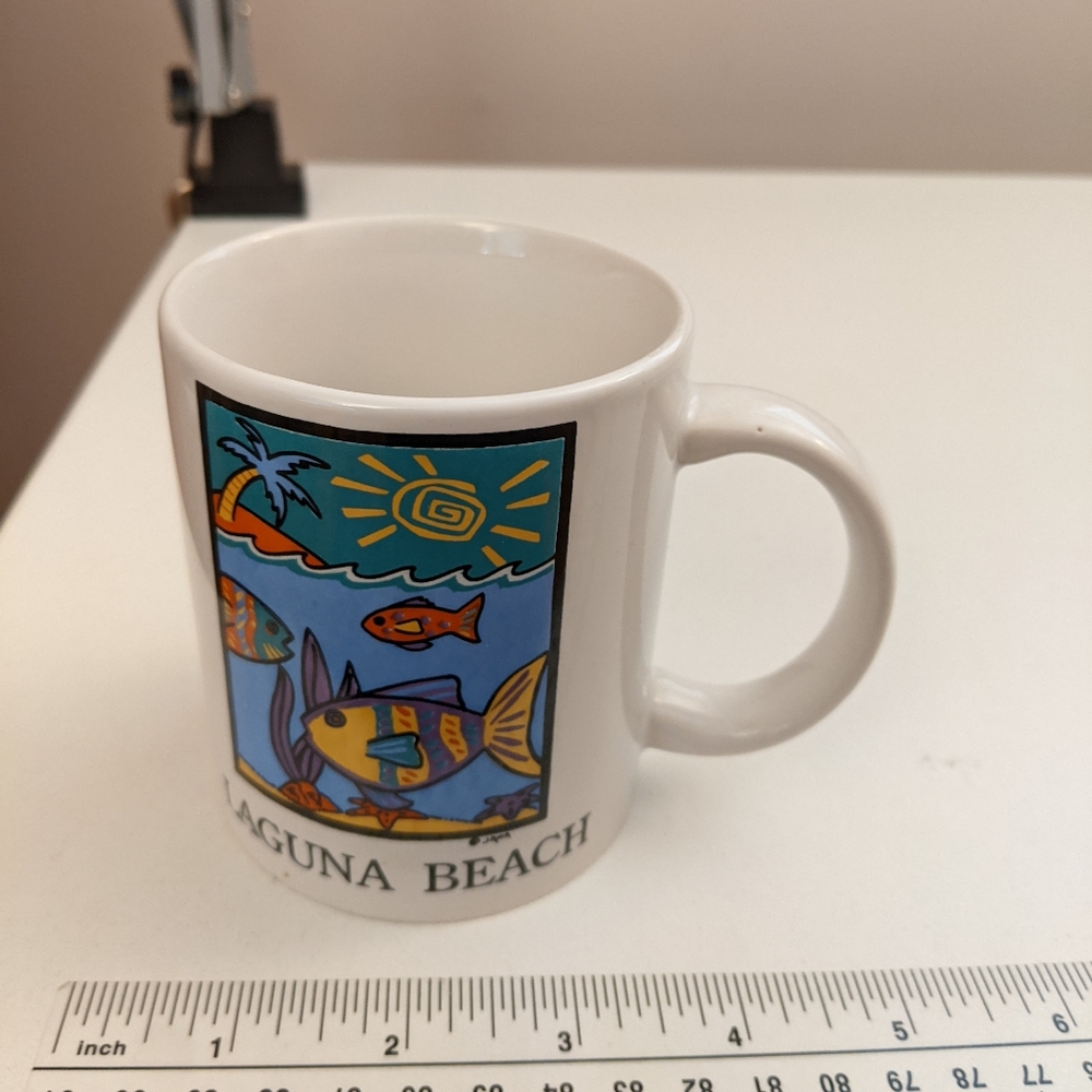 Laguna Beach Fish, Sunshine , Palm Tree Coffee Mug , 1991, Vista, Ca.